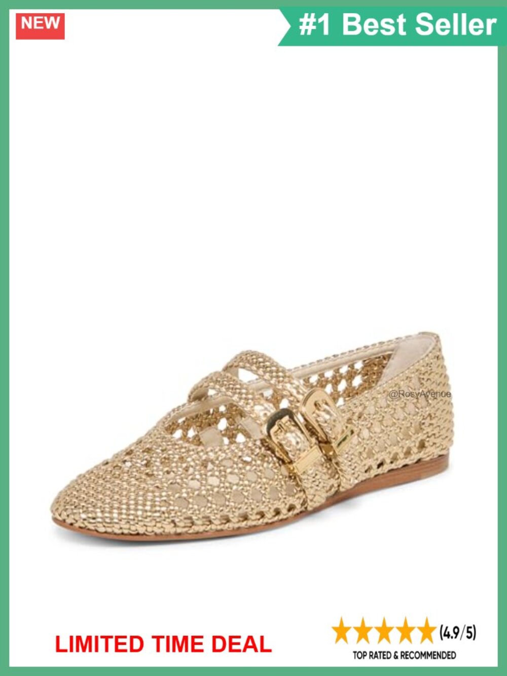 Baylee Woven Ballet Flat Leather Braided Buckle Casual Sustainably Crafted